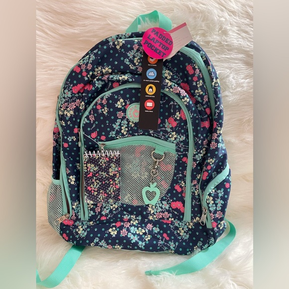 Children’s Kid’s Girl’s Green Flower Backpack NWT - Picture 3 of 5